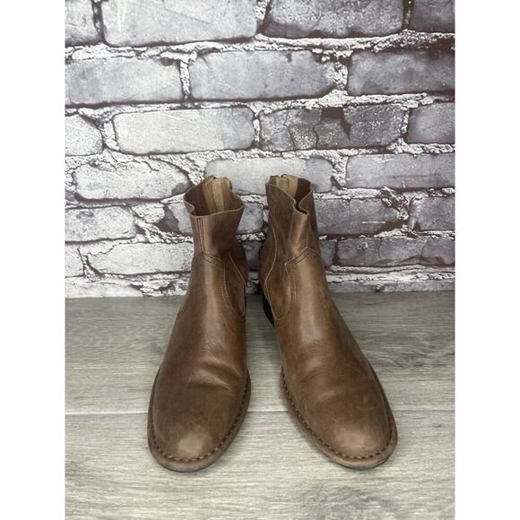 UGG 1098310 BANDARA Brown Leather Block Heel Ankle Booties SAHARA Boots Women 8M - Picture 15 of 16